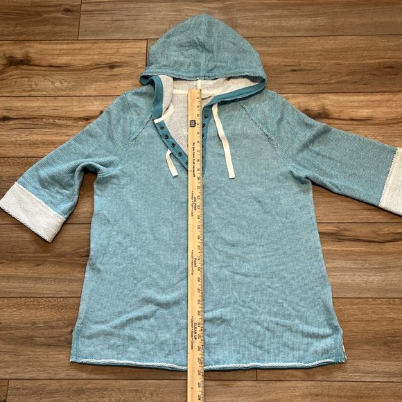 Soft Surroundings Just Beachy Sweatshirt SZ Large Terry Cloth Pullover Hood Blue - Picture 8 of 11
